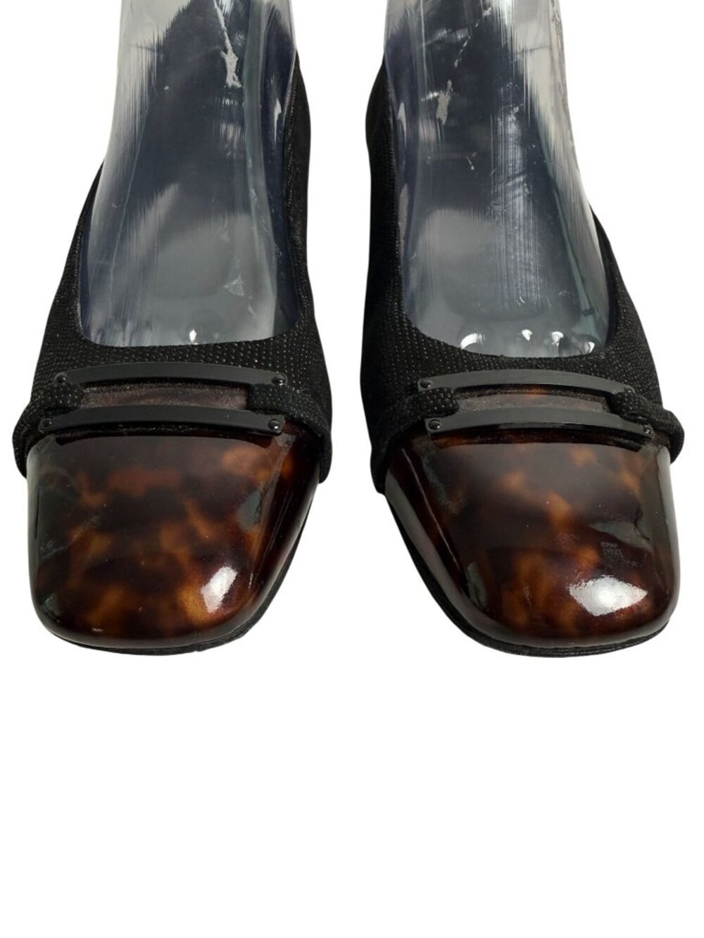 Stuart Weitzman Square Toe Tortoise Shell Print Low Block Heel Size 10 - Picture 4 of 8